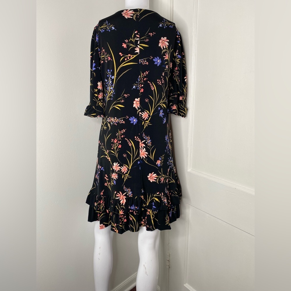 CeCe NWT Black Floral Ruffle Dress - Picture 9 of 9